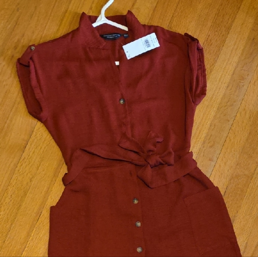 Dorothy Perkins Red Midi Dress Cap Sleeve Mandarin Collar